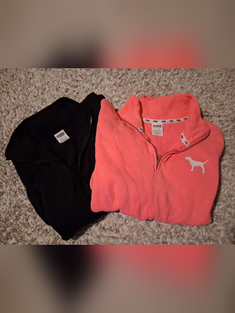 PINK Victoria's Secret 2 Half-Zip Pullovers Pink And Black
